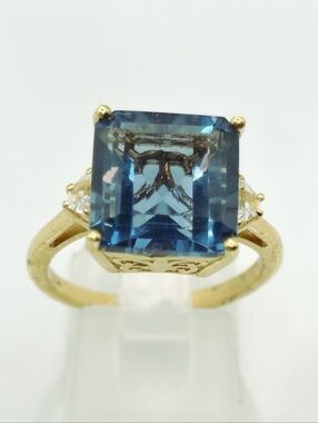 Host Pick NWOT Rare Asscher Cut Dean Teal Fluorite and White Topaz Ring